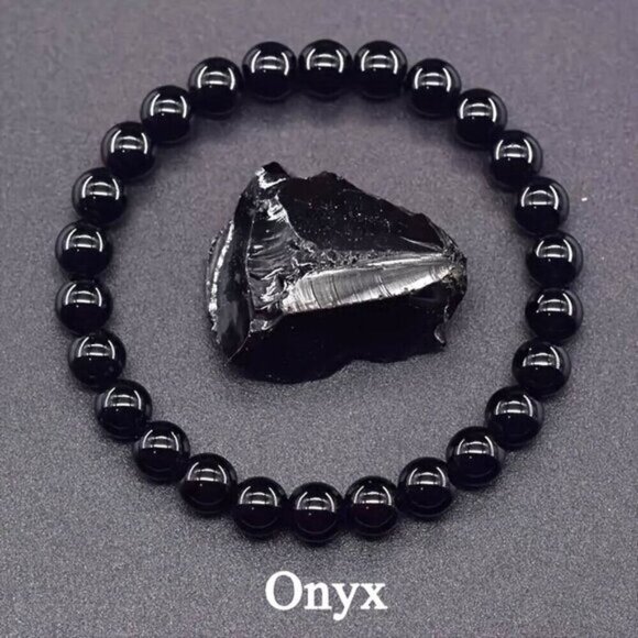 Fashion Jewelry Other - NWOT Onyx Beaded Stretch Bracelet For Men & Women 8mm Beads 7.48” Stretch